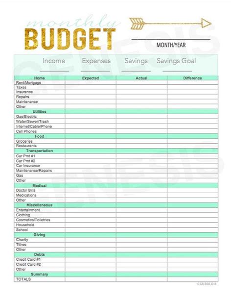 Monthly Budget Mint Finance Binder Money By Genesisprintables Business