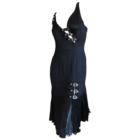 versace vintage sexy little black bondage buckle cocktail dress size 40 for sale at 1stdibs