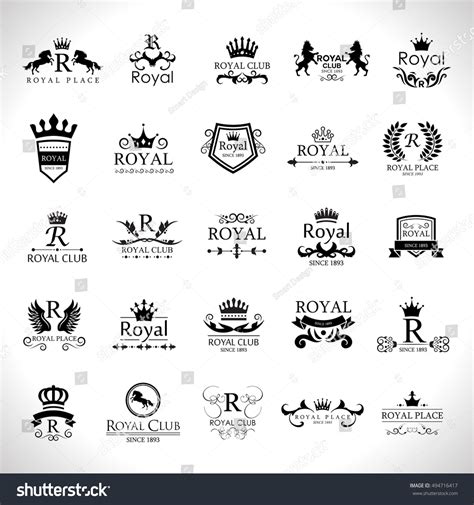 Royal Logo Set Isolated On White Stock Vector 494716417 Shutterstock