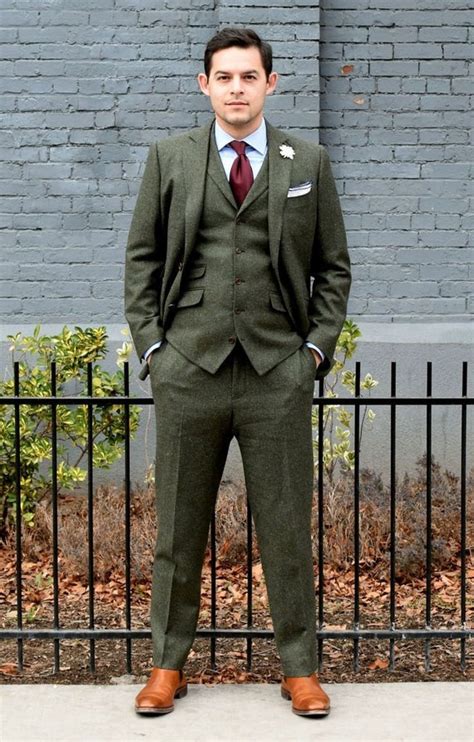 Men Green Tweed Suit Wedding Suit Groom Wear Suit 3 Piece Suit Etsy