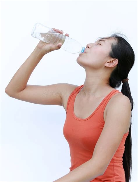Thirsty Fitness Girl Drinking Bottle Of Water Stock Photo Image Of