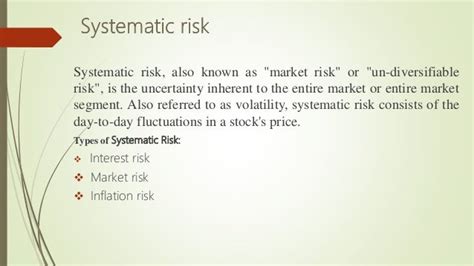 Difference Between Systematic And Unsystematic Risk