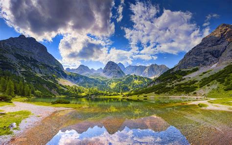 Nature Landscape Mountain Lake Forest Spring Germany Reflection