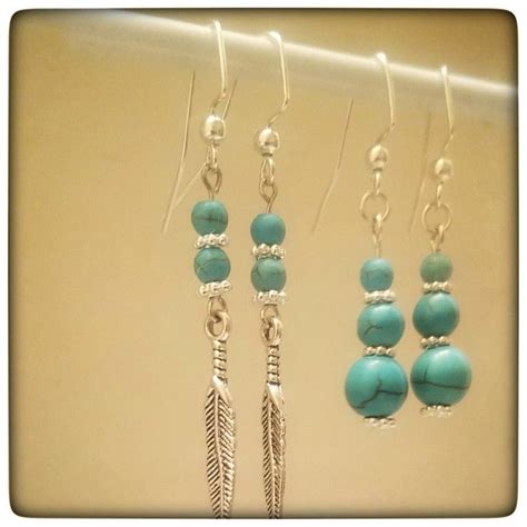 Handmade Earrings Made With Silver And Turquoise Beads Earrings