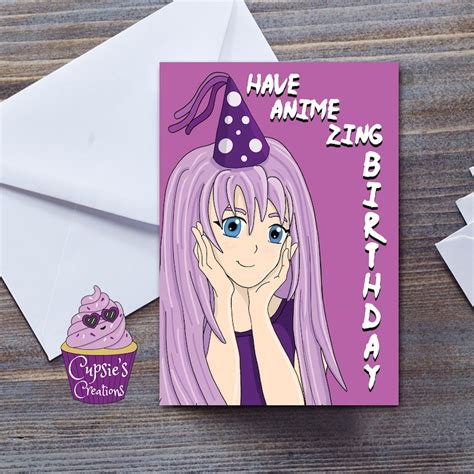 Anime Birthday Card Manga Birthday Card Kawaii Japanese Etsy Uk