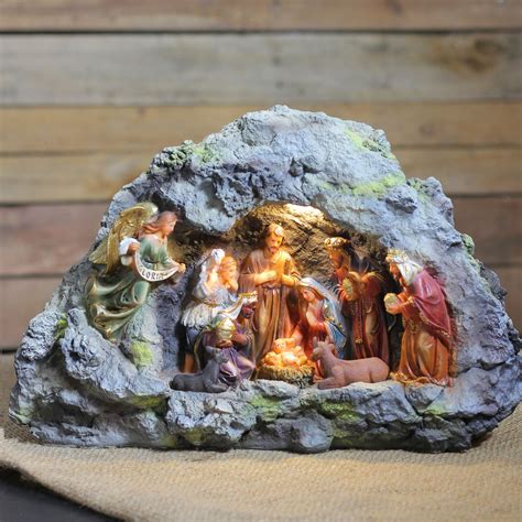 145 Traditional Religious Christmas Nativity Scene In A Cave Tabletop
