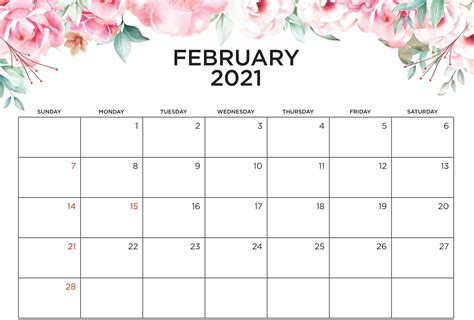 Free Cute Printable Calendar February 2021 Printable Calendar 2021