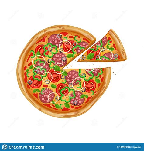 Pizza Italian Fast Food Stock Vector Illustration Of Menu 182959308