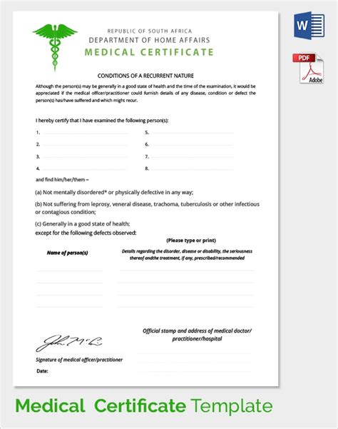 Certificate Templates 6 Free Medical Certificate Templates Excel Pdf