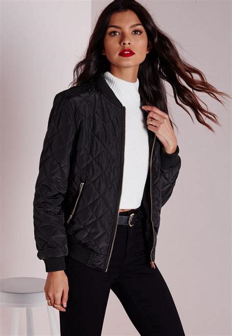 Quilted Padded Bomber Jacket Black Missguided