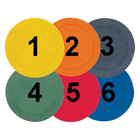 6 Numbered Rubber Spot Markers