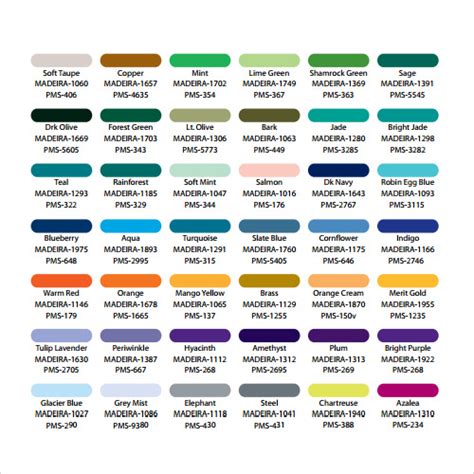 26 Color Chart Templates Sample Templates