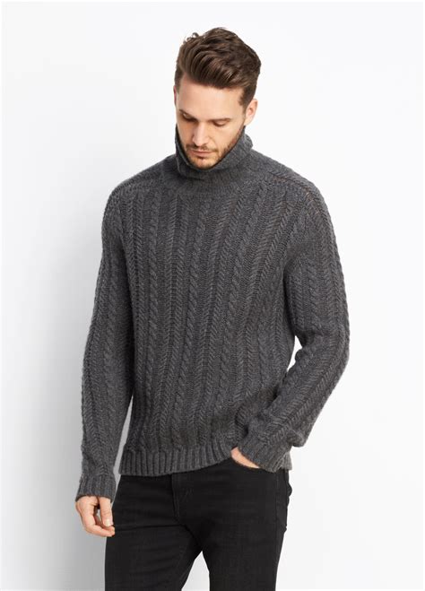 Lyst Vince Cable Knit Turtleneck In Gray For Men