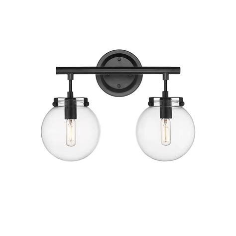 Innovations Span 1538 In 2 Light Matte Black Vanity Light With Clear Glass Shade 351 2w Bk Cl