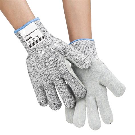 Deliwear Puncture Resistant Leather Palm Cut Resistant Gloves For