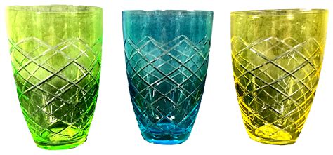 Each Coloured Cut Glass Water Glasses Homeware Kitchenware