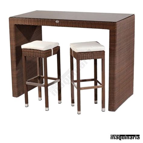 Mesas altas de plástico, metal, madera, mesas altas regulables de altura, con mesas de cristal y diseño moderno. Mesa alta de rattan FAMODENA75 con tapa de cristal