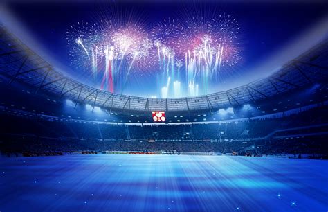Blue Stadium Posters Football Field Fireworks Background Image For