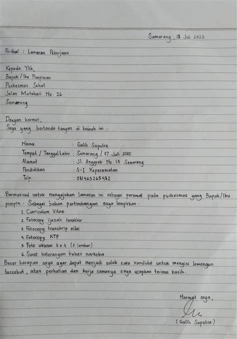 Cara Buat Surat Lamaran Yang Benar - Contoh Surat Resmi