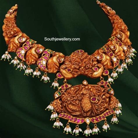 Antique Gold Peacock Kundan Necklace Indian Jewellery Designs
