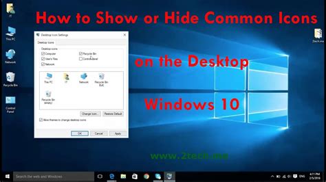 Show Or Hide Icons On The Desktop On Windows 10 Youtube