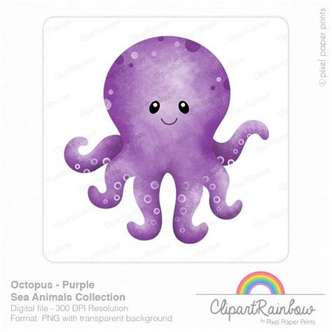 Watercolor Octopus Octopus Clipart Sea Animals Clip Art Etsy