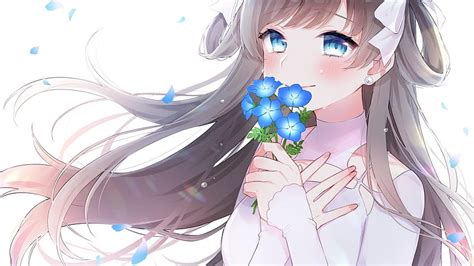 X Crying Blue Eyes Anime Girl Tears Brown Hair Blue