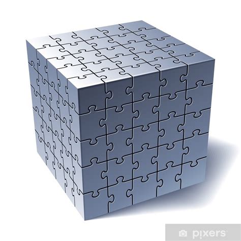 Vinilo Pixerstick Cubo Del Rompecabezas De Jigsaw Todas Las Partes