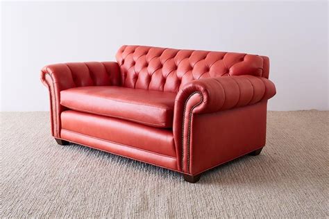 Shop tufted loveseats at chairish, the design lover's marketplace for the best vintage and used furniture never miss new arrivals that match exactly what you're looking for! Coral Red Leather Tufted Chesterfield Sofa Settee at 1stDibs