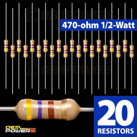20 X Radioshack 470 Ohm 12 Watt 5 Carbon Film Resistor 2711115 Bulk