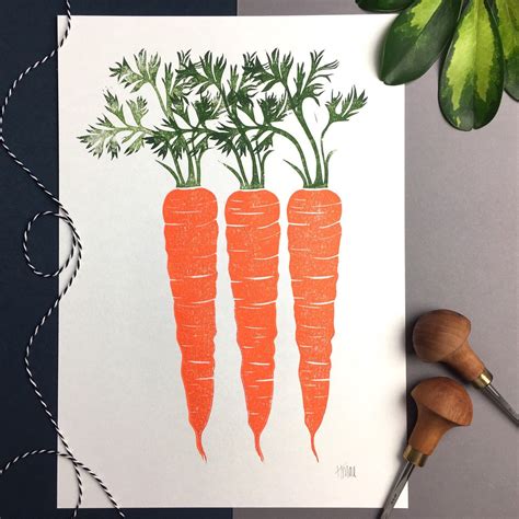 Colourful Carrots Now Available In The Shop Lino Print Vegetable