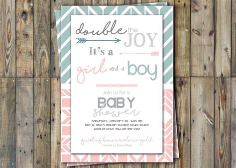 Twin Baby Shower Invitation Twins Boy And Girl Personalized Etsy