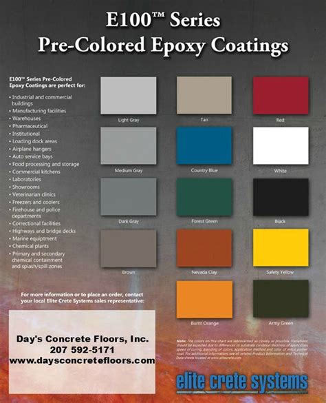 Epoxy Color Chart Epoxy Floor Paint Color Chart
