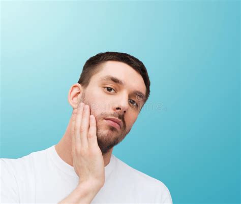 Beautiful Calm Man Touching His Face Stock Photo Image Of Health