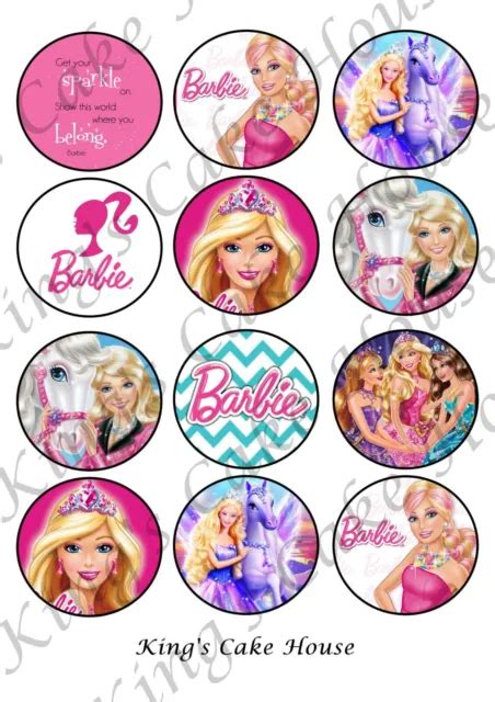 Barbie Cupcake Toppers Birthday Edible Icing Sheet Cake Topper Barbie Doll Picclick
