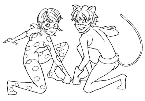 Cat noir y ladybug dibujos para colorear