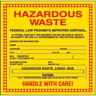 Hazardous Waste Labels Label Emedco Com