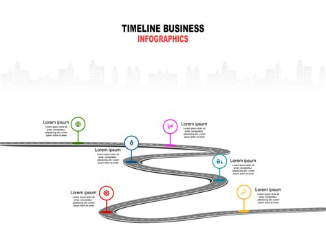 Vector Template Infographic Timeline Of Business Operations With Flags
