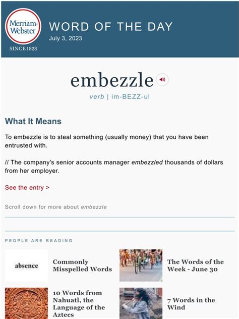 Merriam Webster Embezzle Plus Commonly Misspelled Words Milled