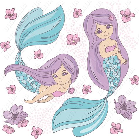 Mermaid Clipart Mermaid Clip Art Mermaids Clipart And Cute Etsy Porn