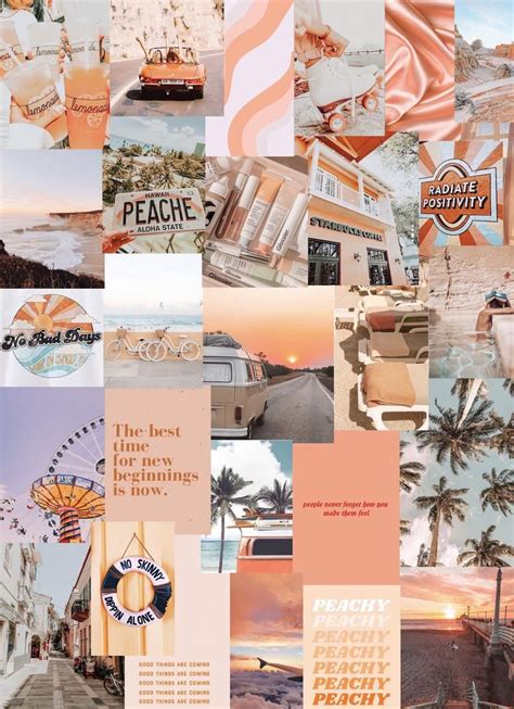 Looking for the best retro 80s wallpaper? Peach Beach photo art collage pack | Watercolor wallpaper ...