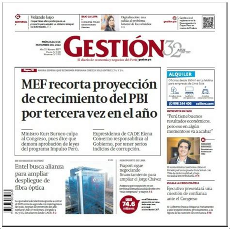 Periódico Diario Gestión Perú Periódicos De Perú Edición De Jueves