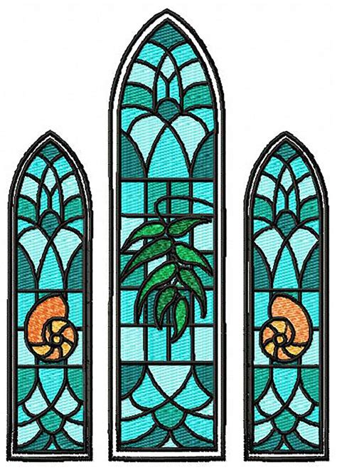Stained Glass Window Machine Embroidery Design 3 Sizes For Etsy