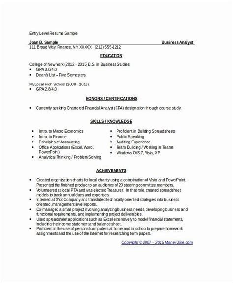 Entry Level Financial Analyst Resume Sample - BEST RESUME ...