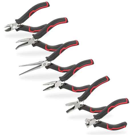 Hyper Tough 6 Piece Mini Pliers Set With Soft Grip Handles