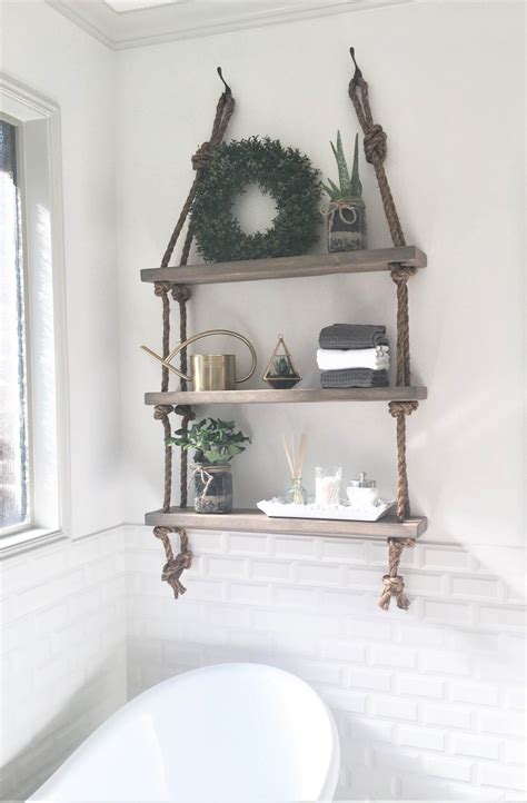 Diy Wood And Rope Shelf In 2020 Wood Shelves Bedroom Diy Wood