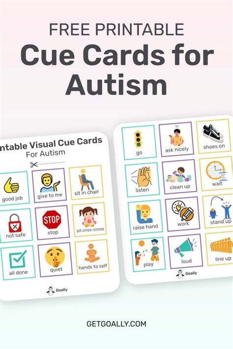 Visual Cue Cards For Autism Free Printable Goally
