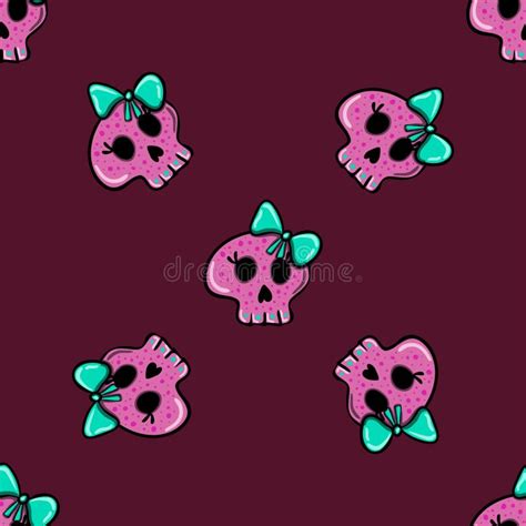 Seamless Pattern In The Style Of Emo Skull Stock Illustration