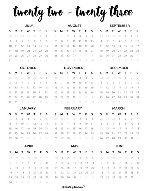 2022 2023 School Year Calendar Word Template