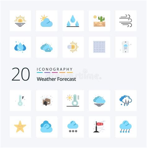 20 Weather Flat Color Icon Pack Like Star Fable Temperature Weather